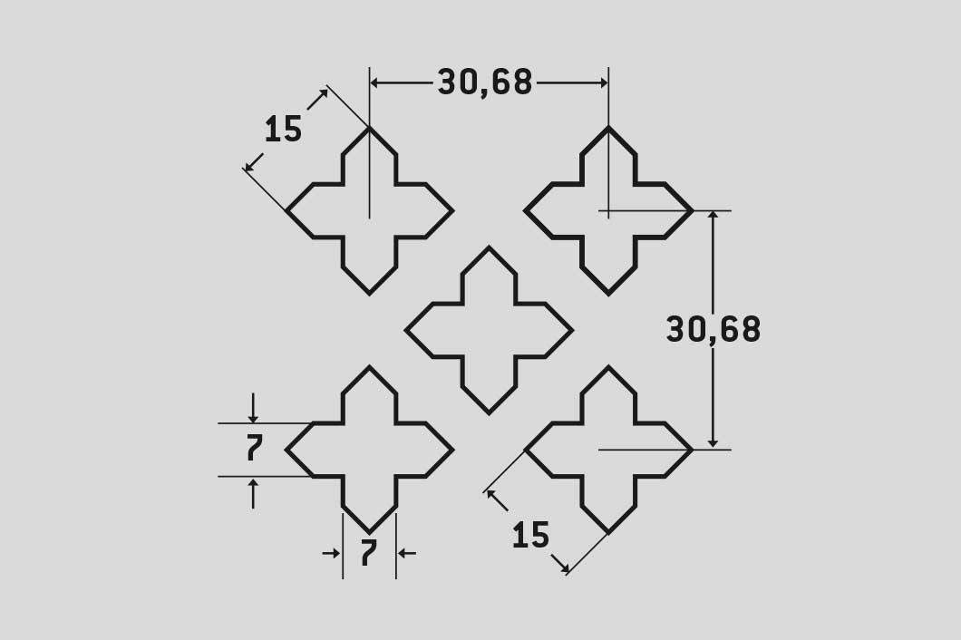 Cross 15, Perforated sheet, Aluminium, 1.5 x 1000 x 2000 mm