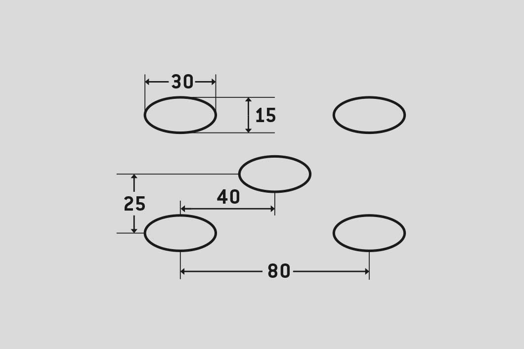 Ellipse EVL 15x30, Perforated sheet, Aluminium, 2 x 1000 x 2000 mm