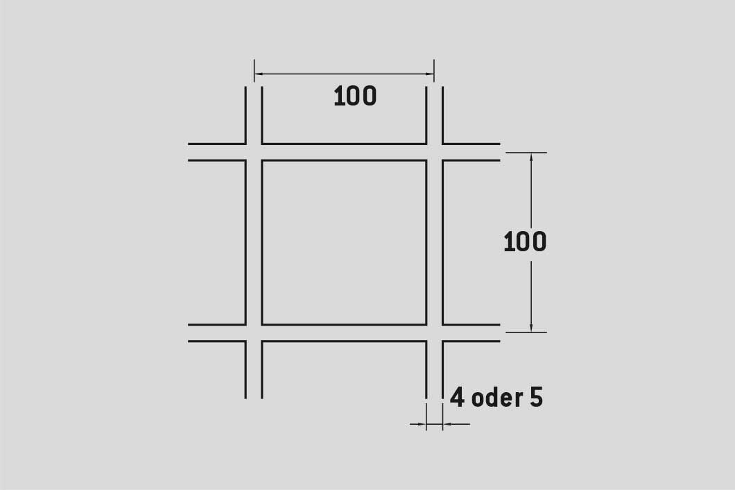 Welded mesh 100 x 100 mm, Mild Steel, 5 x 2000 x 3000 mm