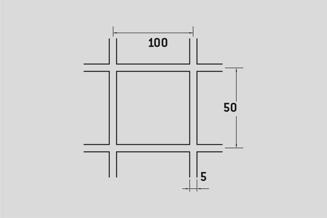 Welded mesh 100 x 50 mm, Stainless steel, 5 x 1000 x 2000 mm
