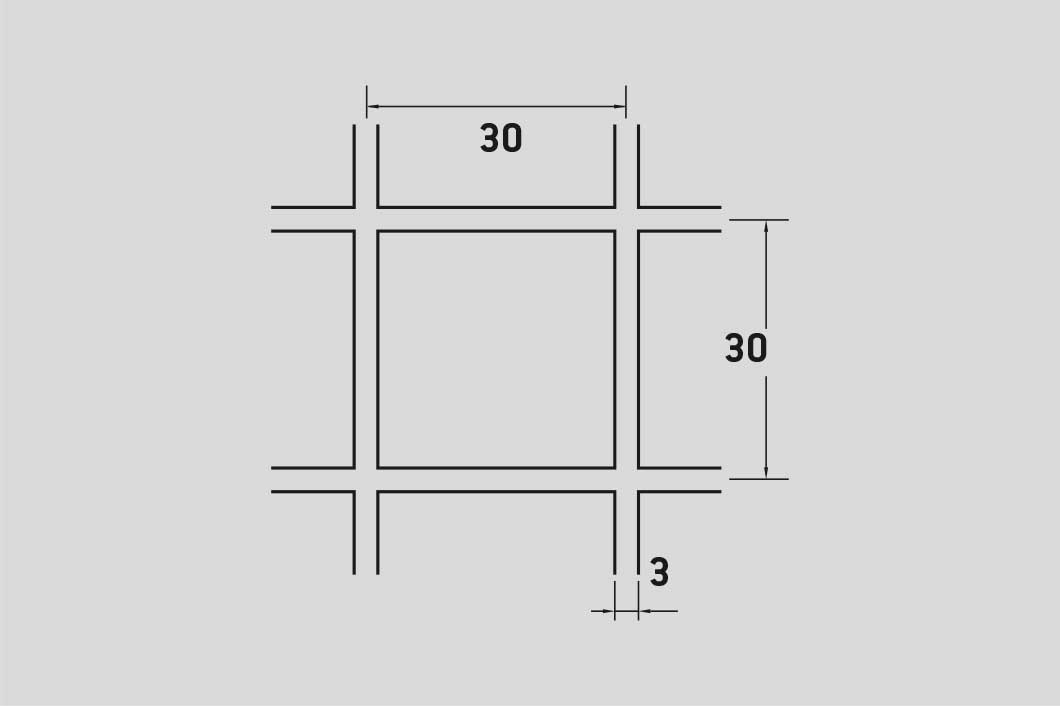 Welded mesh 30 x 30 mm, Mild Steel, 3 x 1500 x 3000 mm
