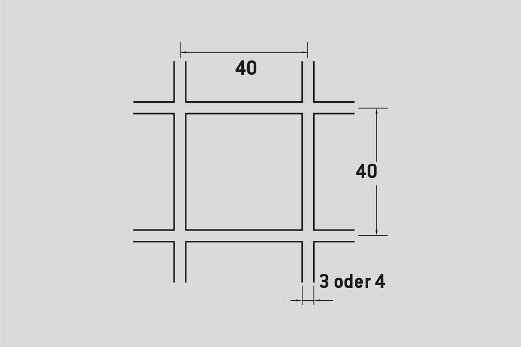 Welded mesh 40 x 40 mm, Stainless steel, 4 x 1000 x 2000 mm