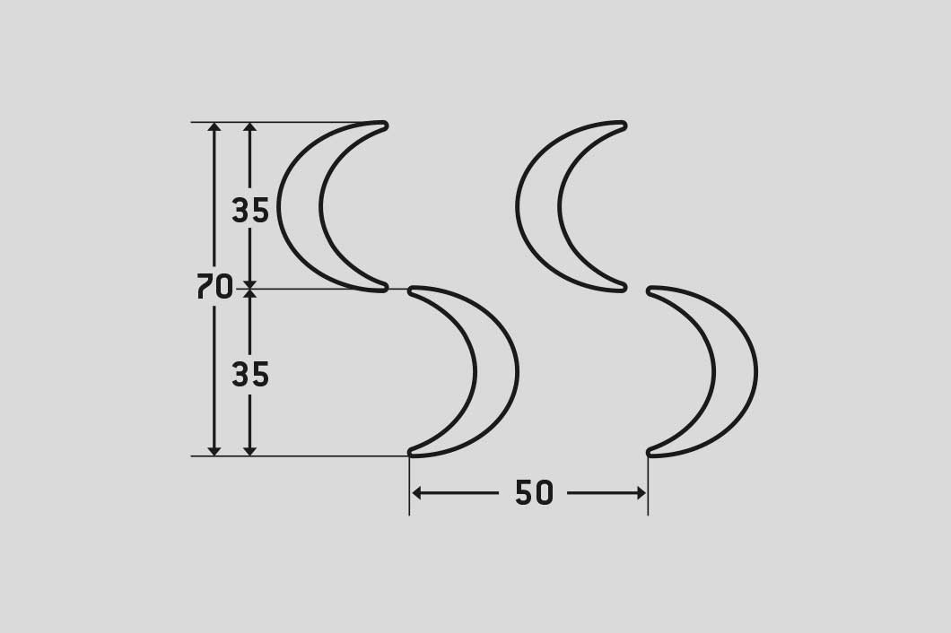 Halfmoon, Perforated sheet, Aluminium, 2 x 1000 x 2000 mm
