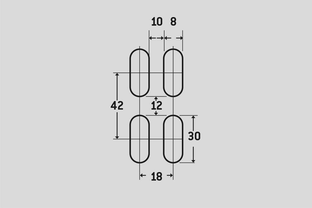LR8x30 U18x42, Perforated sheet, Aluminium, 2 x 1500 x 3000 mm