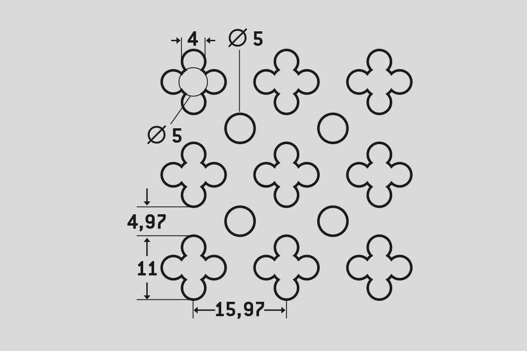 No. 156, Perforated sheet, Mild Steel, 1.5 x 1000 x 2000 mm