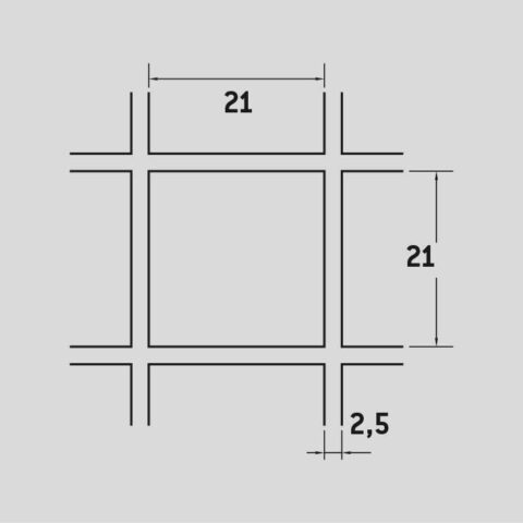 Crimped mesh 21 x 21 mm, Aluminium, 2.5 x 1000 x 2000 mm - Image 2