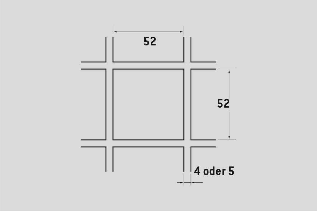 Crimped mesh 52 x 52 mm, Mild Steel, 5 x 1000 x 2000 mm